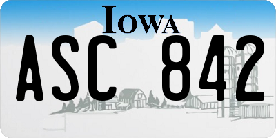 IA license plate ASC842