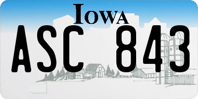 IA license plate ASC843