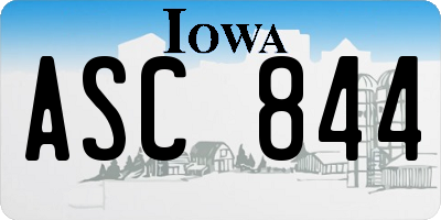 IA license plate ASC844
