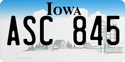 IA license plate ASC845