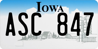 IA license plate ASC847