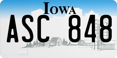 IA license plate ASC848