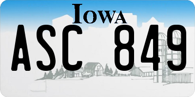 IA license plate ASC849
