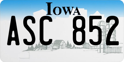 IA license plate ASC852