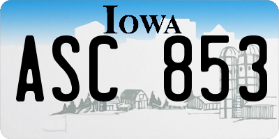 IA license plate ASC853