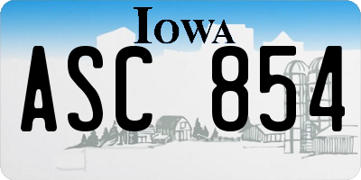 IA license plate ASC854
