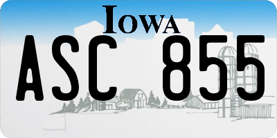 IA license plate ASC855