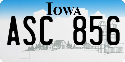 IA license plate ASC856