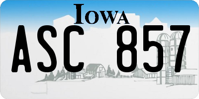 IA license plate ASC857