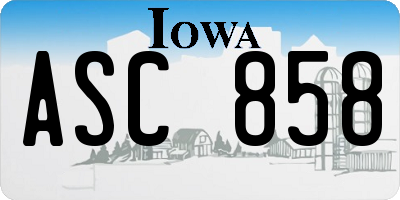 IA license plate ASC858