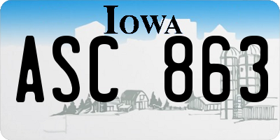 IA license plate ASC863