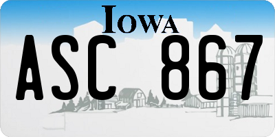 IA license plate ASC867