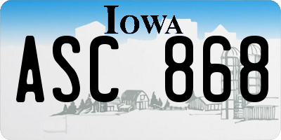 IA license plate ASC868