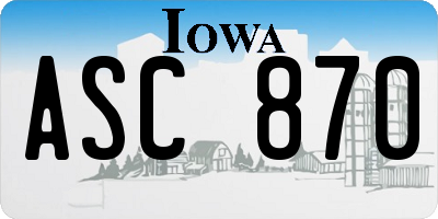 IA license plate ASC870