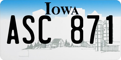 IA license plate ASC871