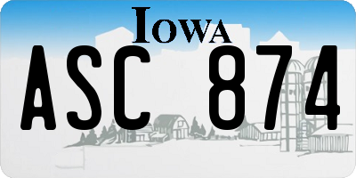IA license plate ASC874