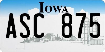 IA license plate ASC875