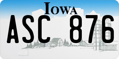 IA license plate ASC876