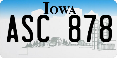 IA license plate ASC878