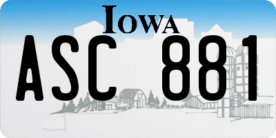 IA license plate ASC881