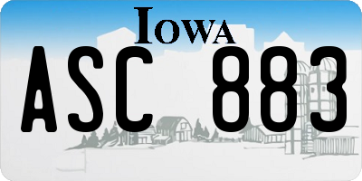 IA license plate ASC883