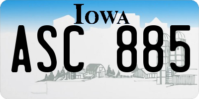 IA license plate ASC885