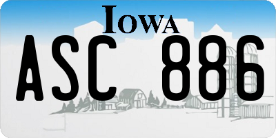 IA license plate ASC886