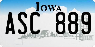 IA license plate ASC889