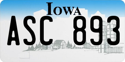 IA license plate ASC893
