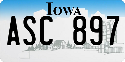 IA license plate ASC897