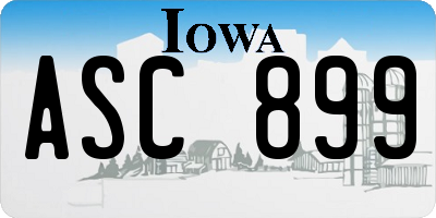 IA license plate ASC899