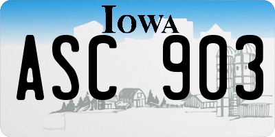 IA license plate ASC903