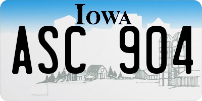 IA license plate ASC904