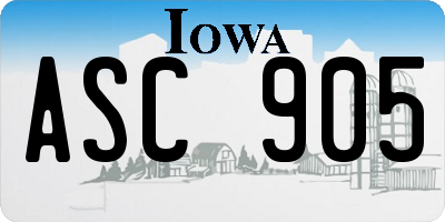 IA license plate ASC905