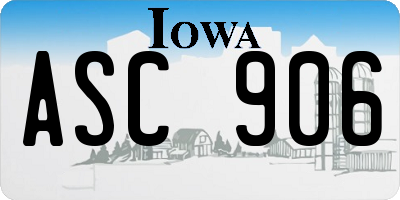 IA license plate ASC906