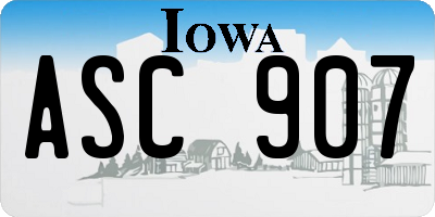 IA license plate ASC907