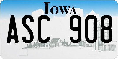 IA license plate ASC908