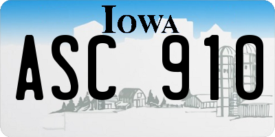 IA license plate ASC910