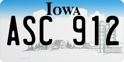IA license plate ASC912