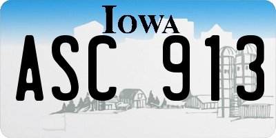 IA license plate ASC913