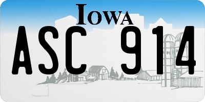 IA license plate ASC914