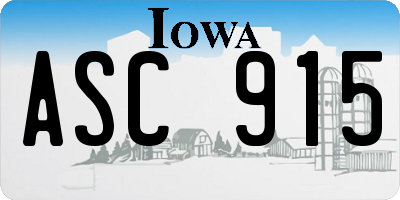IA license plate ASC915
