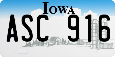 IA license plate ASC916
