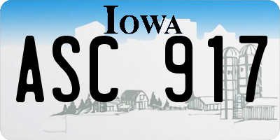 IA license plate ASC917