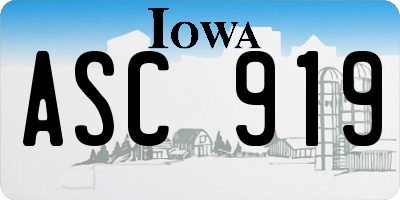 IA license plate ASC919
