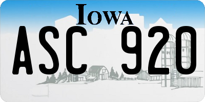 IA license plate ASC920