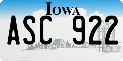 IA license plate ASC922