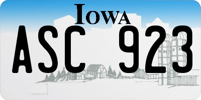 IA license plate ASC923