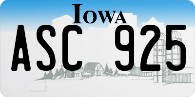 IA license plate ASC925