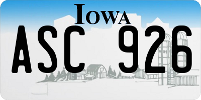 IA license plate ASC926